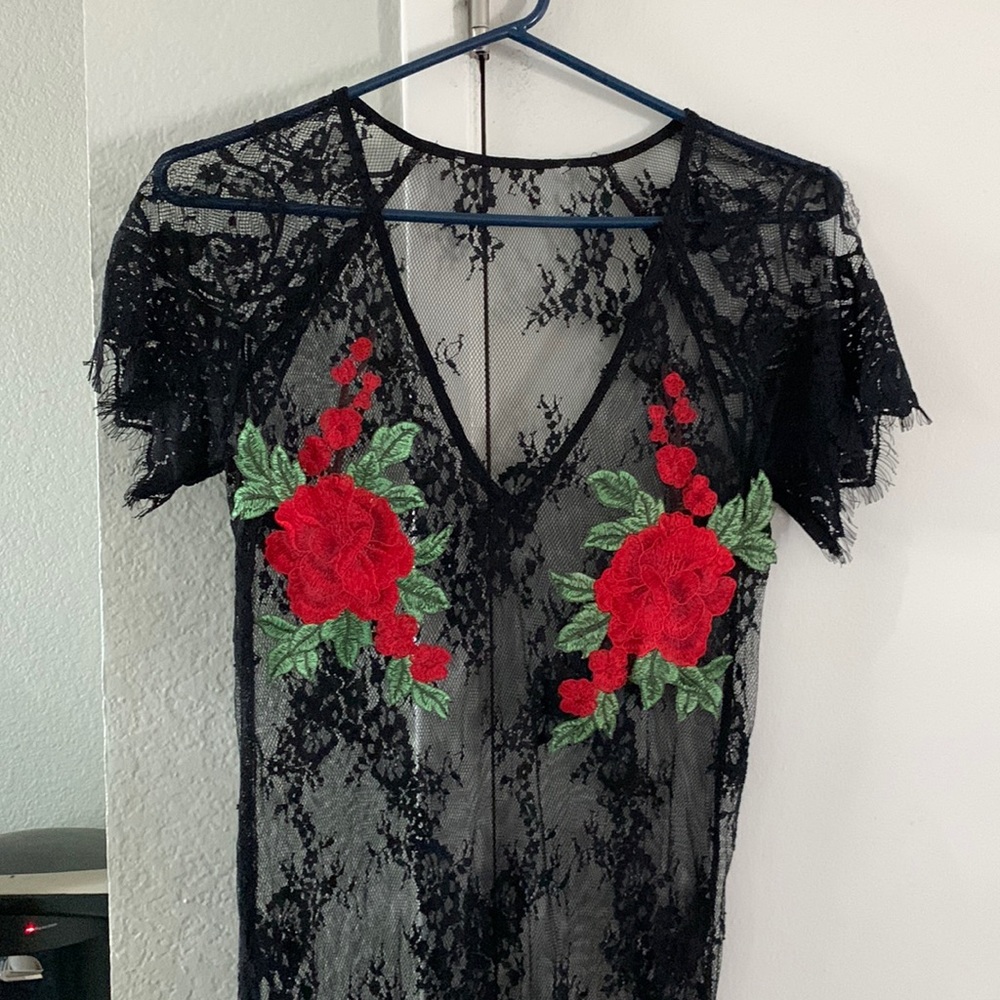 Sheer Swimsuit cover with double slits